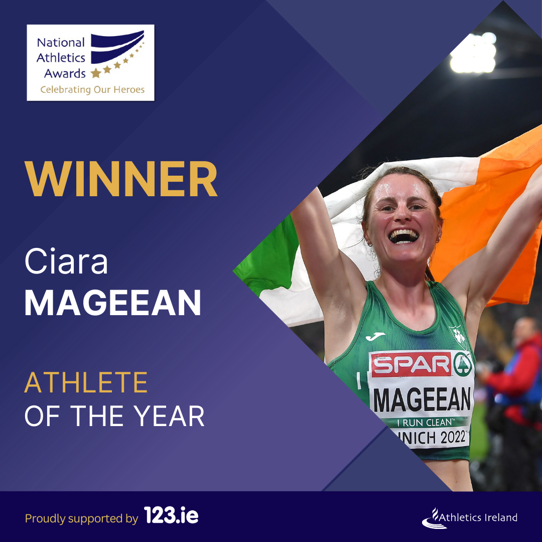 CIARA MAGEEAN CROWNED ATHLETE OF THE YEAR AT THE 123.IE NATIONAL ATHLETICS AWARDS