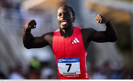 ISRAEL OLATUNDE STORMS TO NEW IRISH 100M RECORD