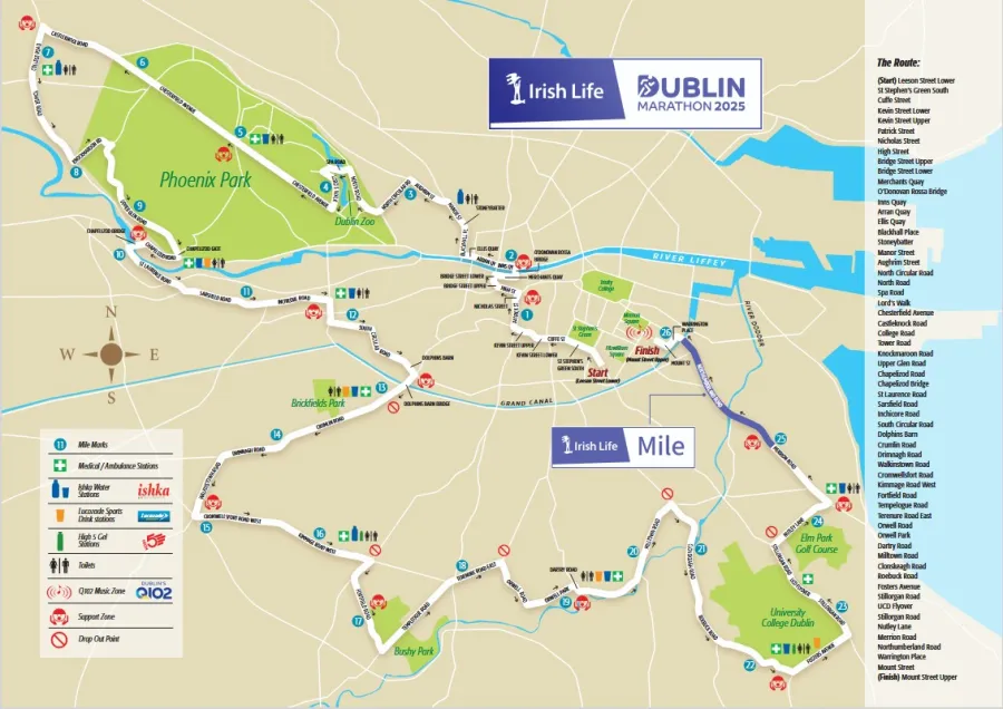 Dublin Marathon Route Map